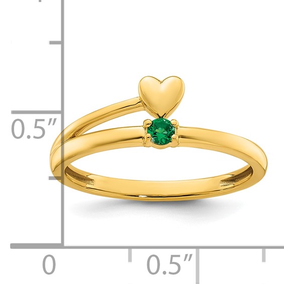 14k Heart with 1 Synthetic Birthstone Mother's Ring