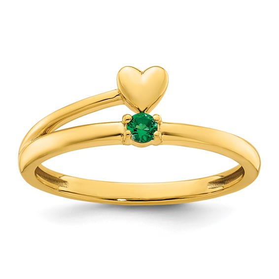 14k Heart with 1 Synthetic Birthstone Mother's Ring