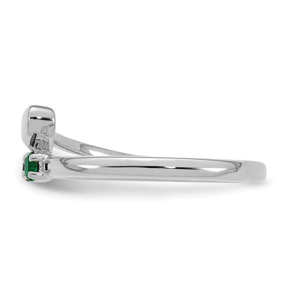 14k White Gold Heart with 2 Birthstone Mother's  Ring Mounting