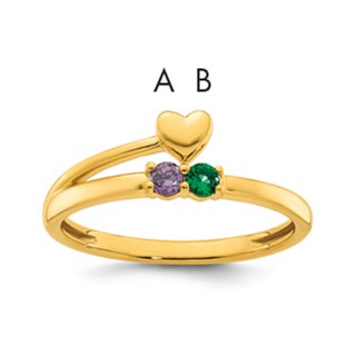 14k Heart with 2 Birthstone Mother's Ring Mounting