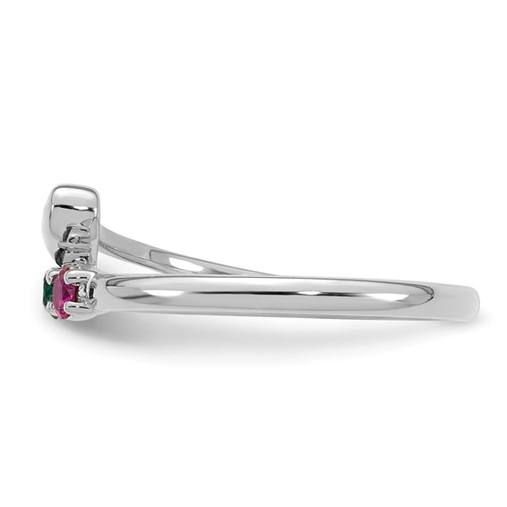 14k White Gold Heart with 3 Birthstone Mother's  Ring Mounting