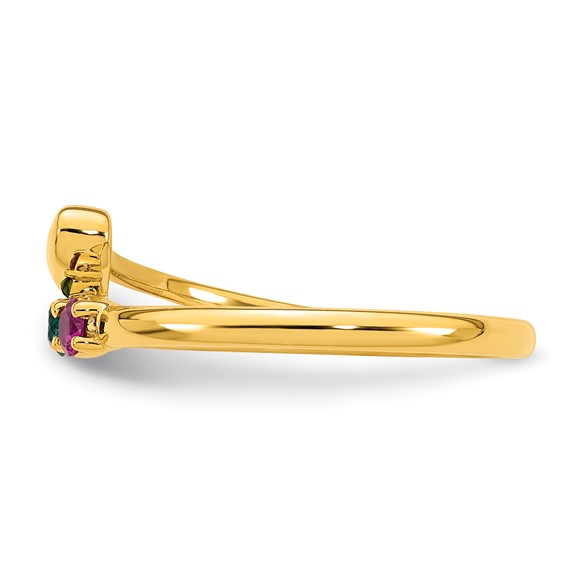 14k Heart with 3 Birthstone Mother's Ring Mounting