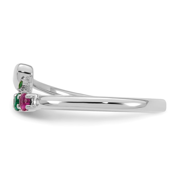 14k White Gold Heart with 4 Synthetic  Birthstone Mother's Ring