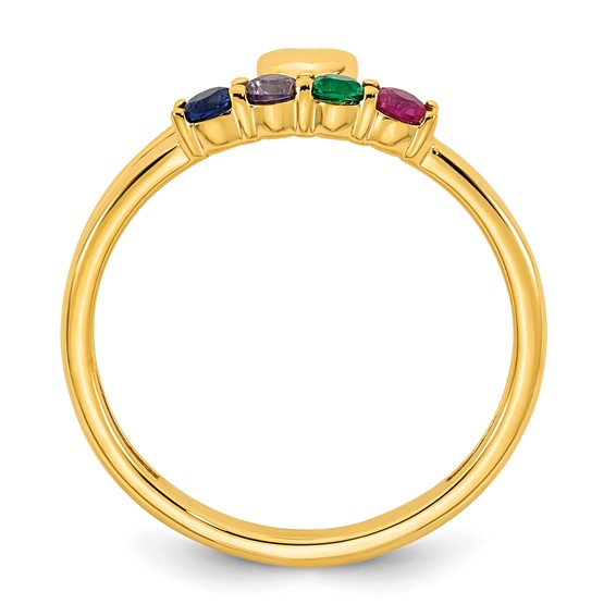 14k Heart with 4 Genuine Birthstone Mother's Ring