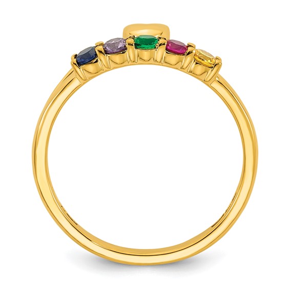 14k Heart with 5 Birthstone Mother's Ring Mounting