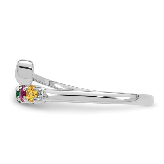 14k White Gold Heart with 6 Genuine Birthstone Mother's Ring