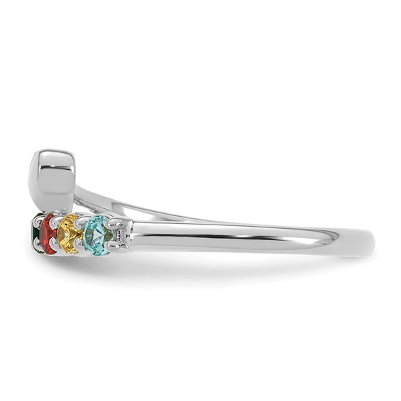 14k White Gold Heart with 7 Synthetic  Birthstone Mother's Ring