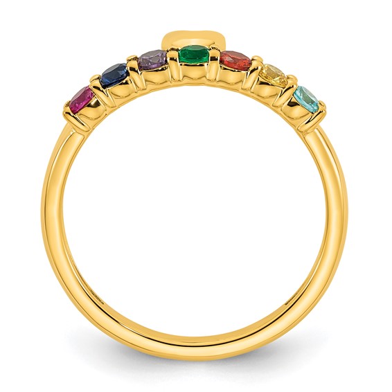 14k Heart with 7 Birthstone Mother's Ring Mounting