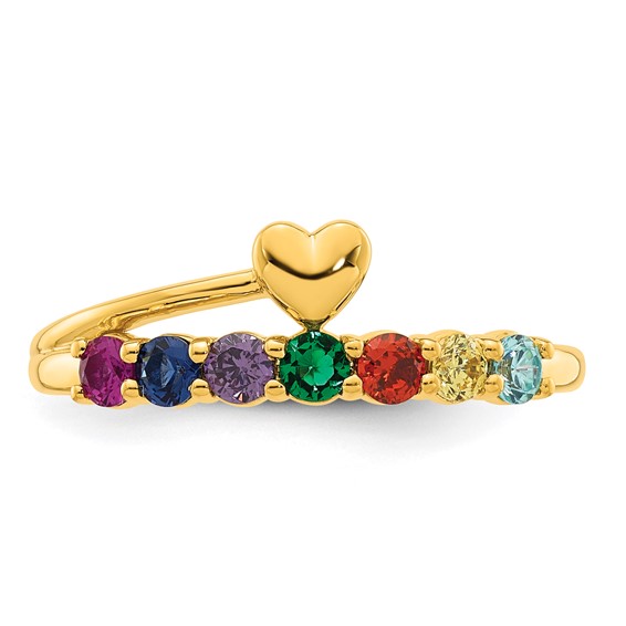 14k Heart with 7 Birthstone Mother's Ring Mounting