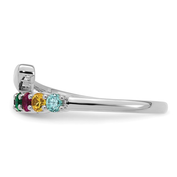 14k White Gold Heart with 8 Synthetic  Birthstone Mother's Ring