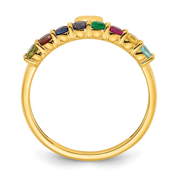 14k Heart with 8 Synthetic Birthstone Mother's Ring