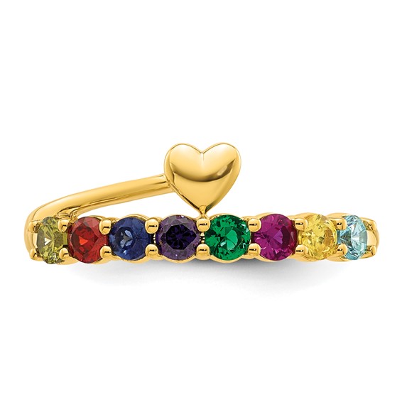14k Heart with 8 Synthetic Birthstone Mother's Ring