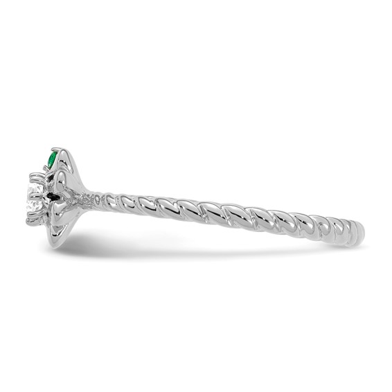 14k WG 1 Birthstone Flower w/ Diamond Mother's Ring Mounting