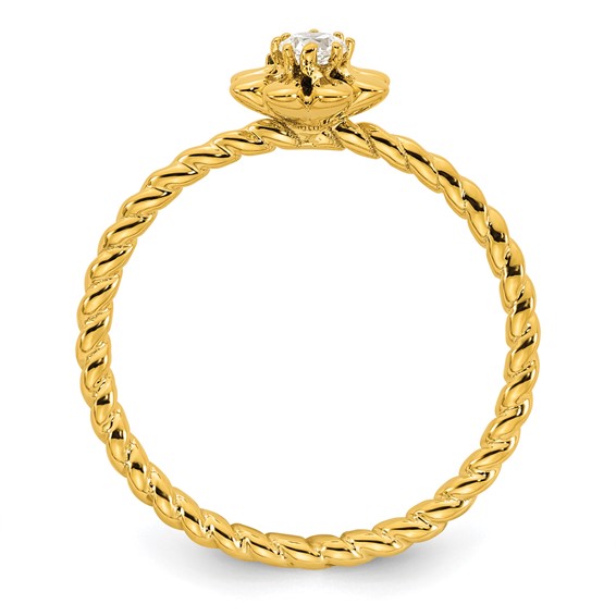 14k 1 Genuine Birthstone Flower with Diamond Mother's Ring