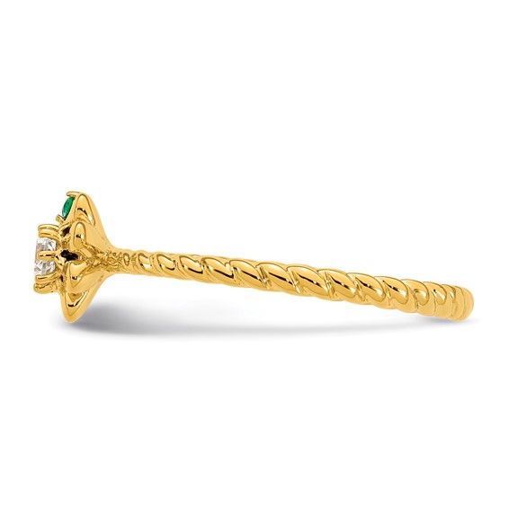 14k 1 Genuine Birthstone Flower with Diamond Mother's Ring