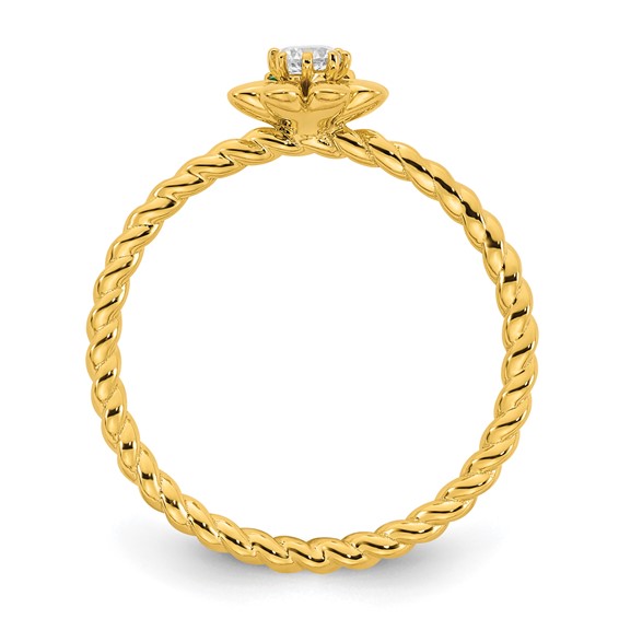 14k 2 Birthstone Flower with Diamond Mother's Ring Mounting