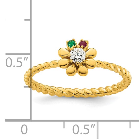 14k 2 Birthstone Flower with Diamond Mother's Ring Mounting