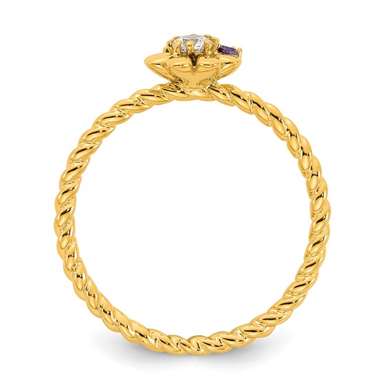 14k 3 Birthstone Flower with Diamond Mother's Ring Mounting