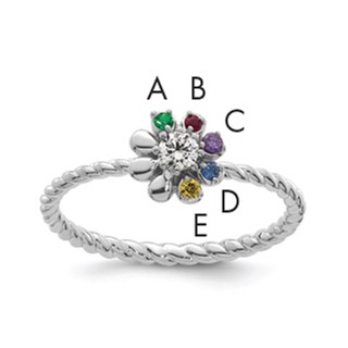 14k WG 5 Birthstone Flower w/ Diamond Mother's Ring Mounting