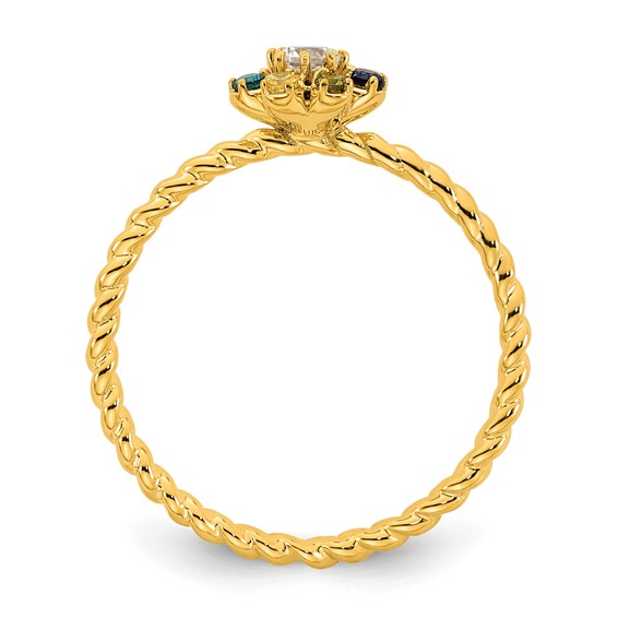 14k 7 Birthstone Flower with Diamond Mother's Ring Mounting