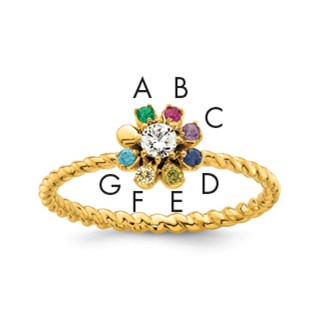 14k 7 Birthstone Flower with Diamond Mother's Ring Mounting