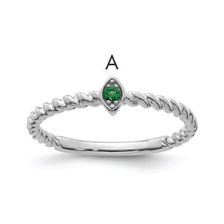 14k White Gold 1 Synthetic Birthstone Mother's Ring