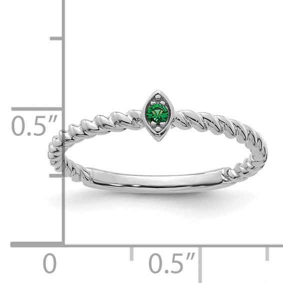 14k White Gold 1 Synthetic Birthstone Mother's Ring