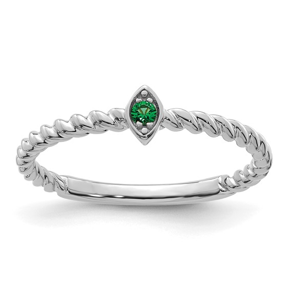 14k White Gold 1 Synthetic Birthstone Mother's Ring