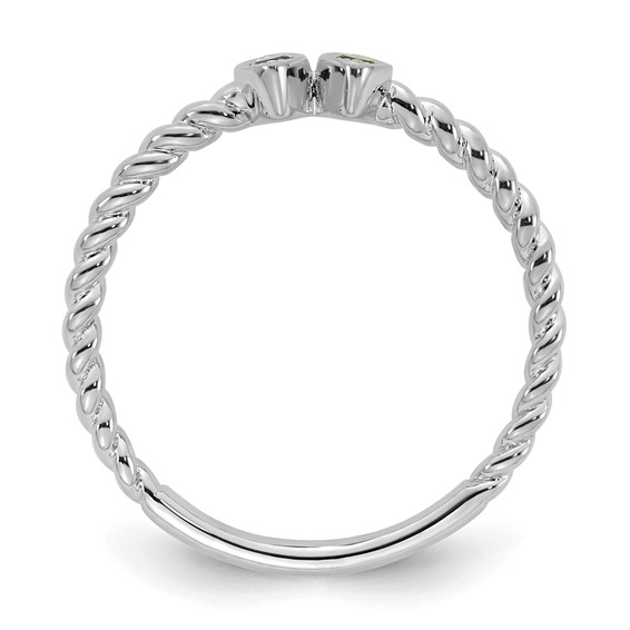 14k White Gold 2 Synthetic Birthstone Mother's Ring