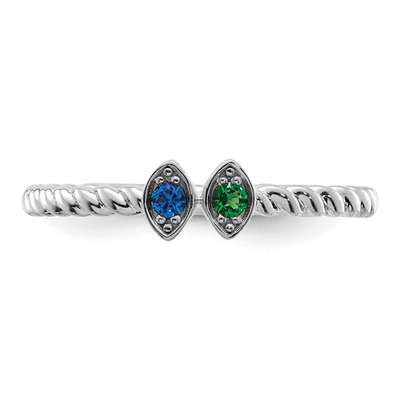 14k White Gold 2 Synthetic Birthstone Mother's Ring