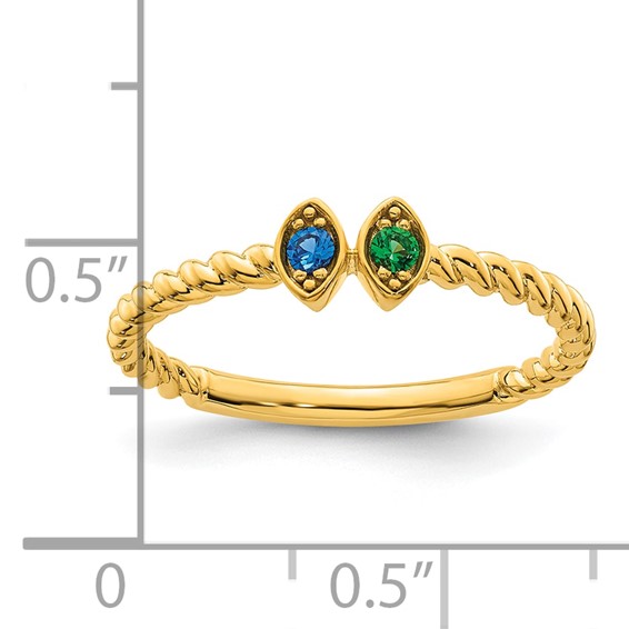 14k 2 Synthetic Birthstone Mother's Ring