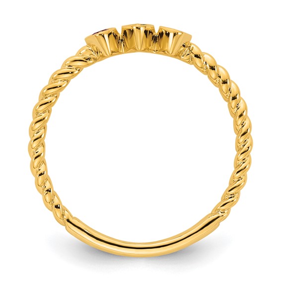 14k 3 Synthetic Birthstone Mother's Ring