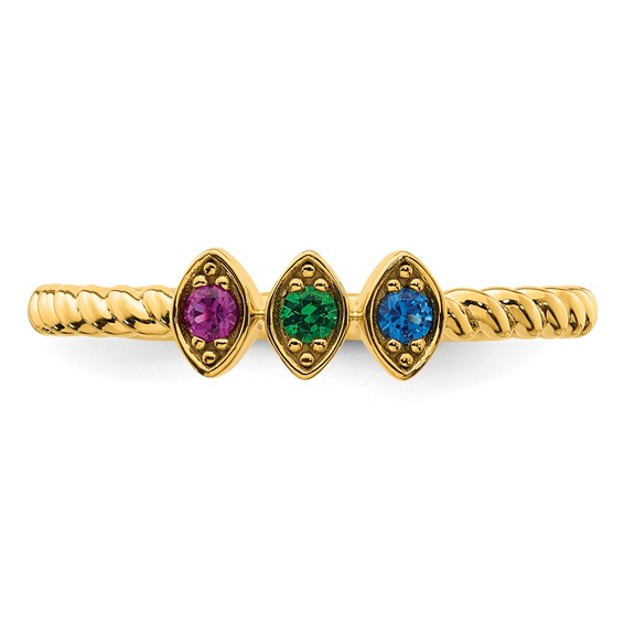 14k 3 Synthetic Birthstone Mother's Ring