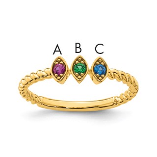 14k 3 Synthetic Birthstone Mother's Ring