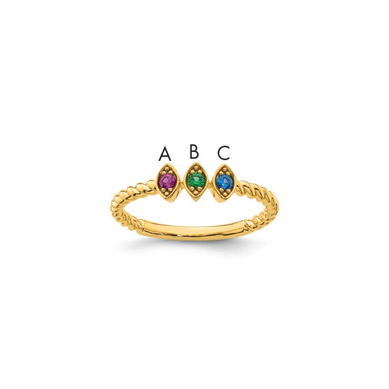 14k 3 Synthetic Birthstone Mother's Ring