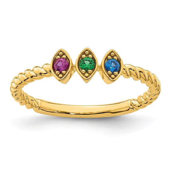 14k 3 Synthetic Birthstone Mother's Ring