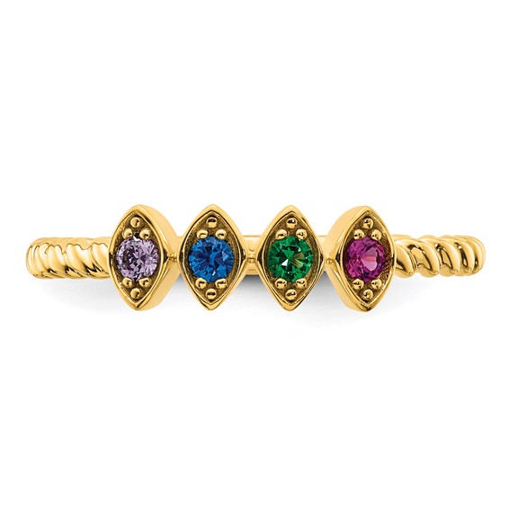 14k 4 Genuine Birthstone Mother's Ring