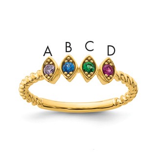 14k 4 Genuine Birthstone Mother's Ring