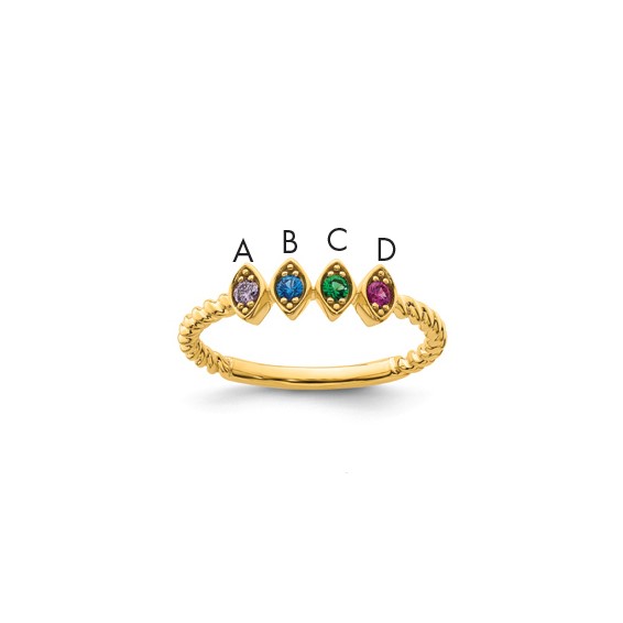 14k 4 Genuine Birthstone Mother's Ring