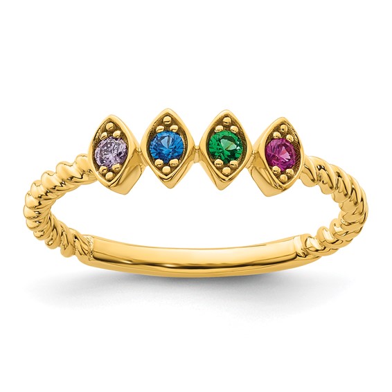 14k 4 Genuine Birthstone Mother's Ring