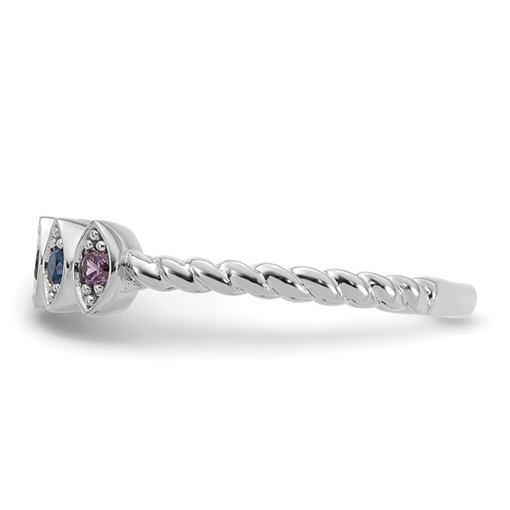 14k White Gold 5 Synthetic Birthstone Mother's Ring