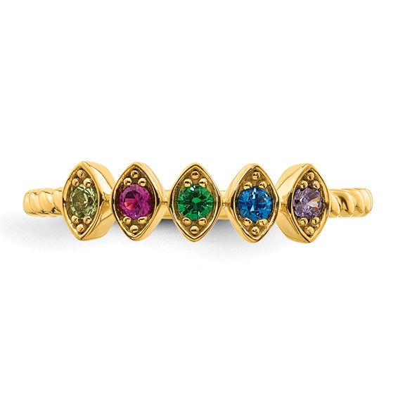 14k 5 Synthetic Birthstone Mother's Ring