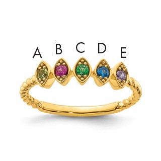 14k 5 Synthetic Birthstone Mother's Ring