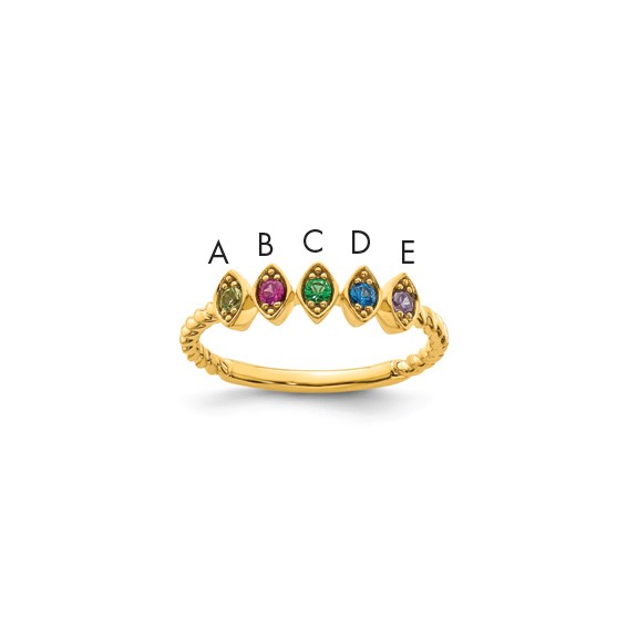 14k 5 Synthetic Birthstone Mother's Ring