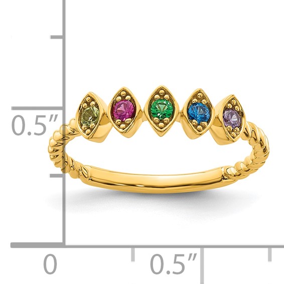 14k 5 Synthetic Birthstone Mother's Ring