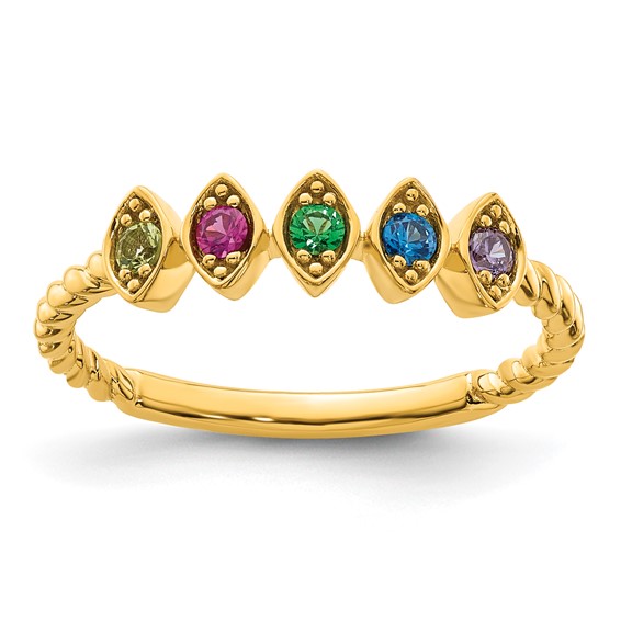 14k 5 Synthetic Birthstone Mother's Ring