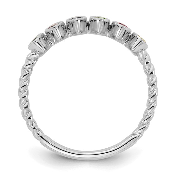 14k White Gold 6 Genuine Birthstone Mother's Ring