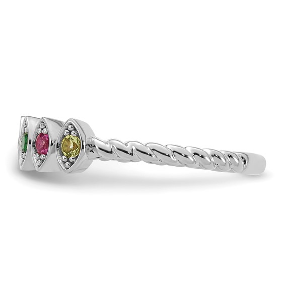 14k White Gold 6 Genuine Birthstone Mother's Ring