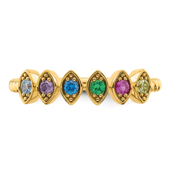 14k 6 Genuine Birthstone Mother's Ring