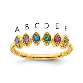 14k 6 Genuine Birthstone Mother's Ring